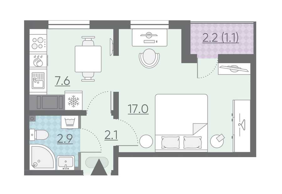 Однокомнатная квартира в : площадь 30.7 м2 , этаж: 11 – купить в Санкт-Петербурге